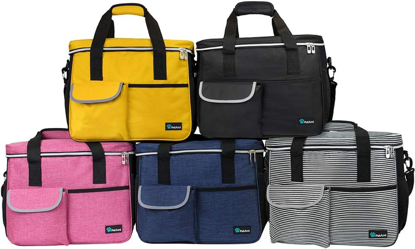 Travel Bag Organizer - Dog & Cat Diaper Bag with Food Container, Bowls & Accessories for Weekend Camping