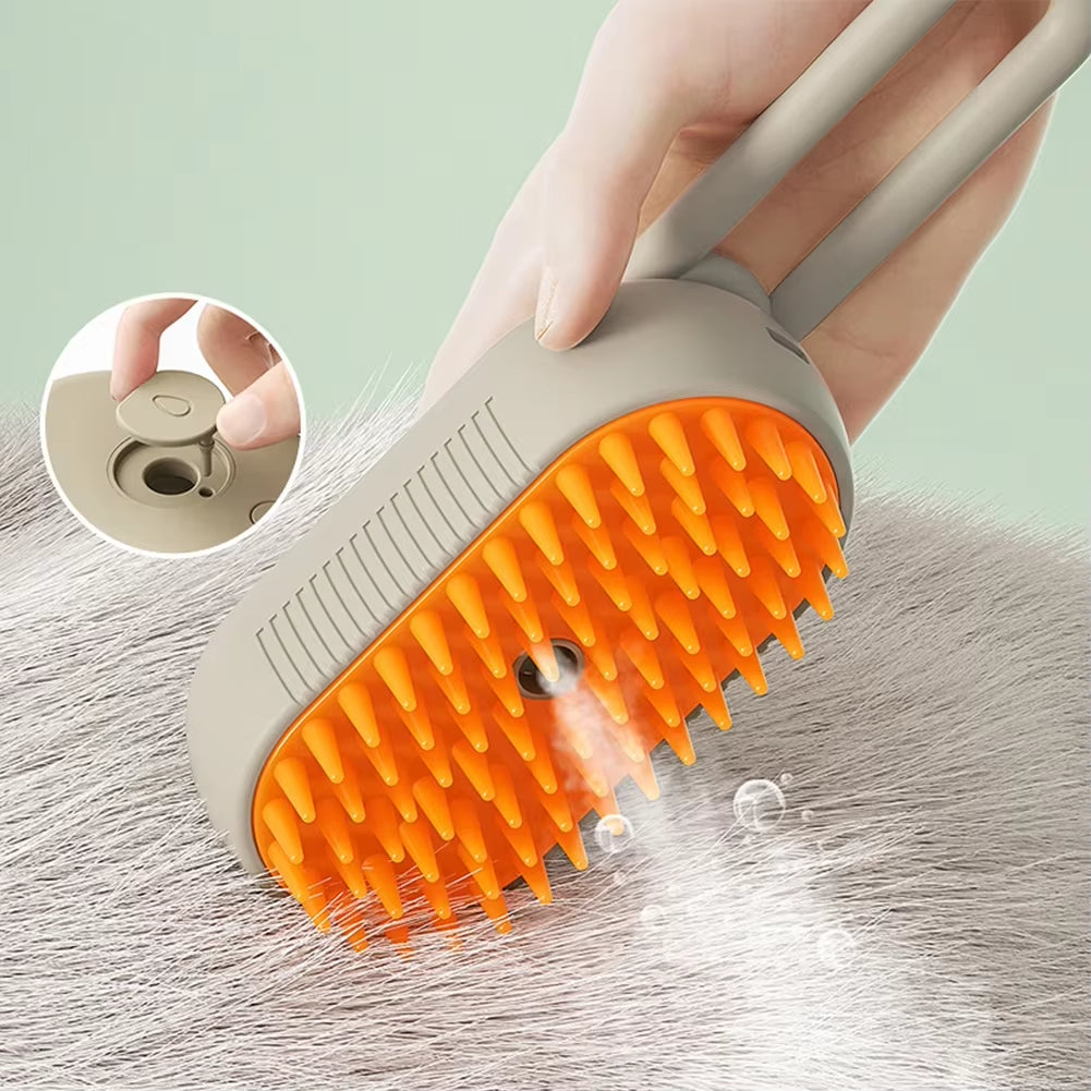 USB-Rechargeable Steam Grooming Brush — Cat & Dog Massage Comb with Electric Water Spray (for Short & Long Coats)