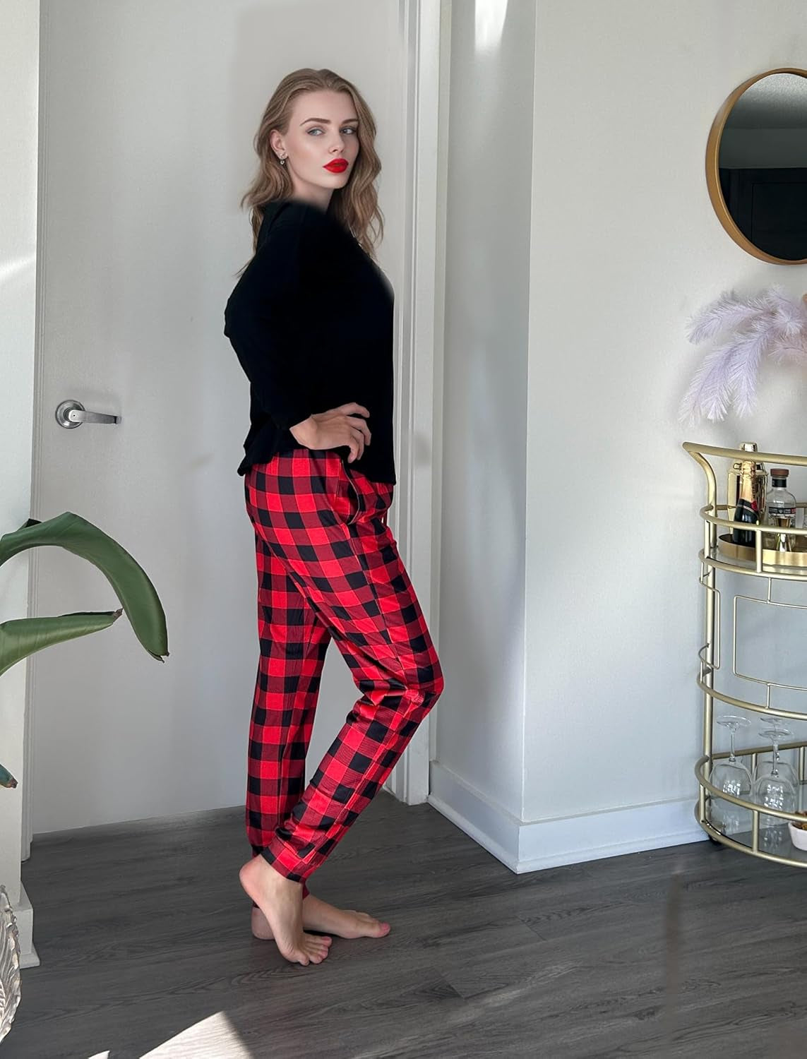 Womens Pajamas Set Short Sleeve Cute Printed Tops and Pants 2 Piece PJ Sets Joggers Loungewear Sleepwear with Pockets