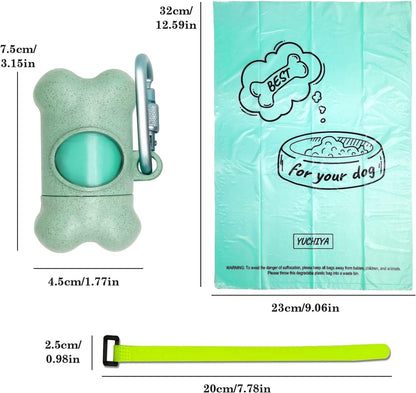 Dog Poop Pickup Bags Holder Dispenser with Standard-Sized Leak-Proof Scented Doggy Waste Bags and Carabiner with Safety Lock&Fastener Never Loose on Leash Lead Again (1 Holder 195 Bags, Blue)