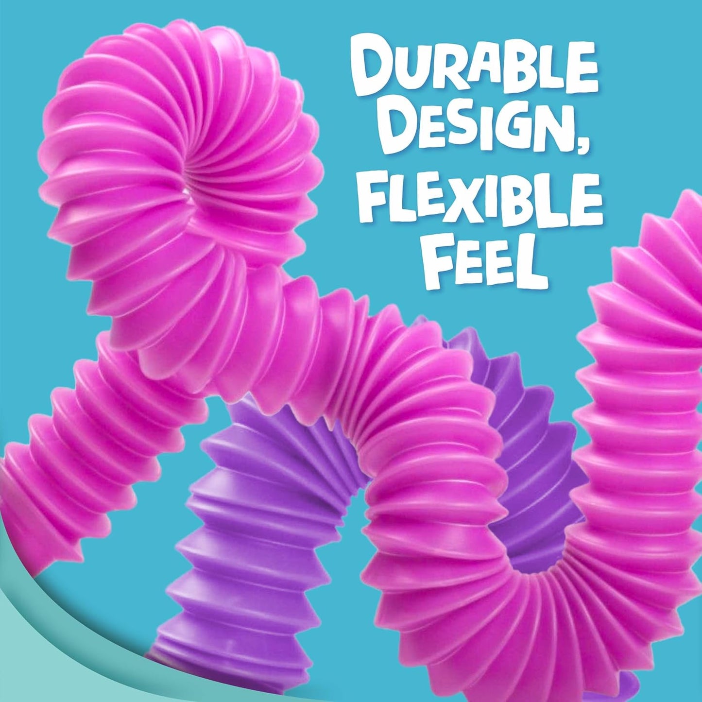 Pop Tubes – Large 8-Pack Fidget Toys – Poppin Pipes Sensory Toys for Toddlers and Kids, Fun Travel Toy for Fine Motor Skill Development