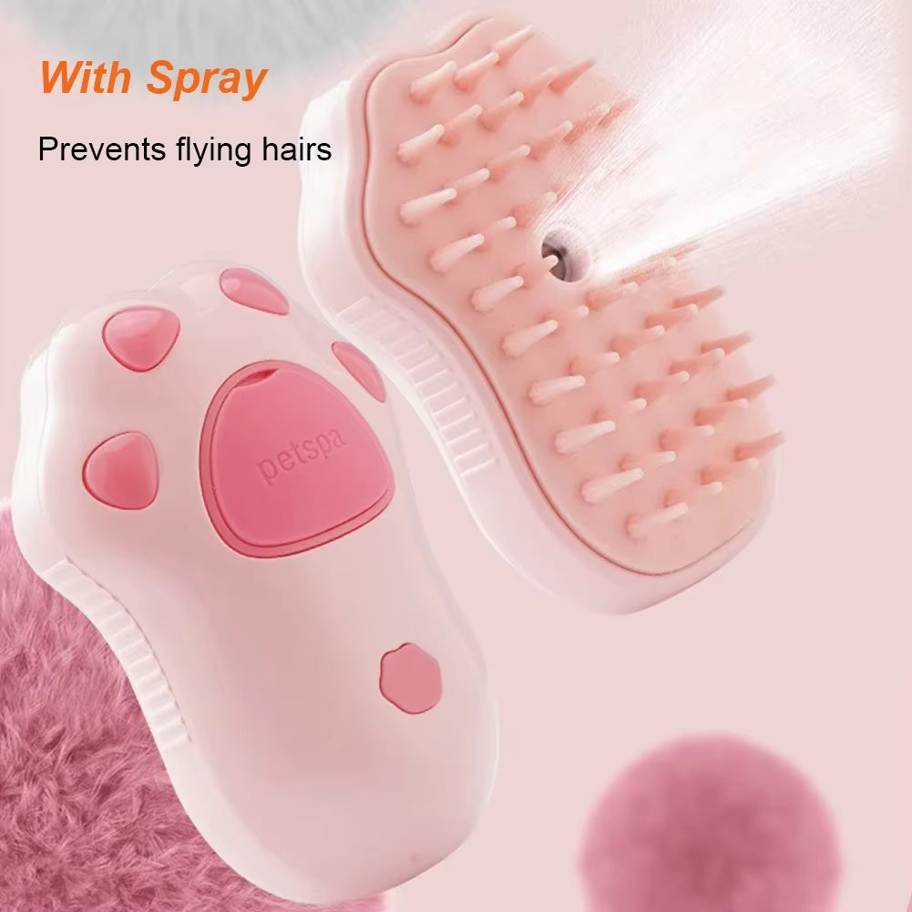 USB-Rechargeable Steam Grooming Brush — Cat & Dog Massage Comb with Electric Water Spray (for Short & Long Coats)