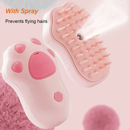 USB-Rechargeable Steam Grooming Brush — Cat & Dog Massage Comb with Electric Water Spray (for Short & Long Coats)