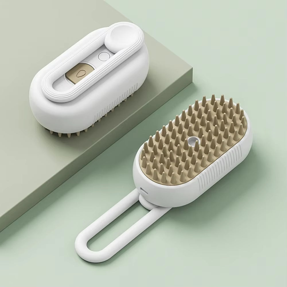 USB-Rechargeable Steam Grooming Brush — Cat & Dog Massage Comb with Electric Water Spray (for Short & Long Coats)