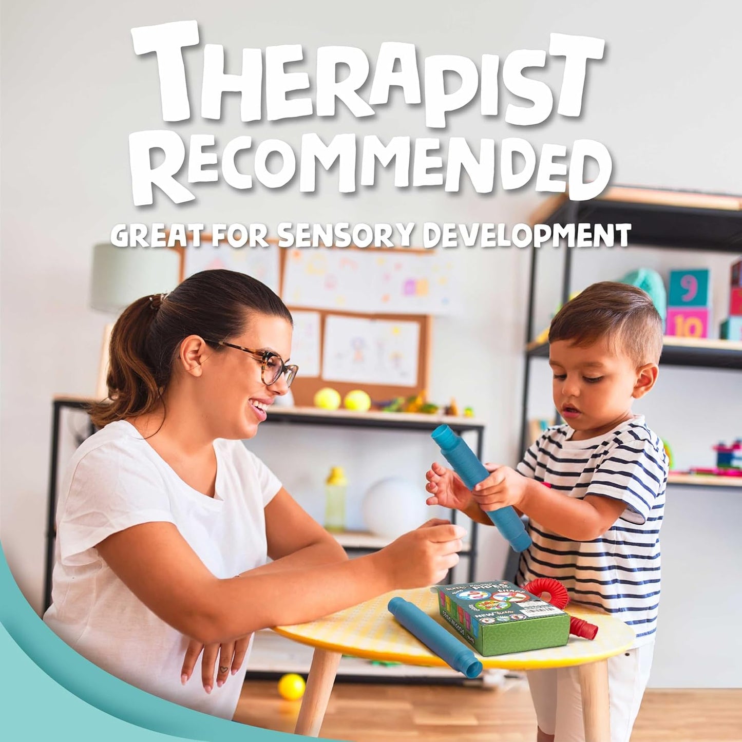 Pop Tubes – Large 8-Pack Fidget Toys – Poppin Pipes Sensory Toys for Toddlers and Kids, Fun Travel Toy for Fine Motor Skill Development