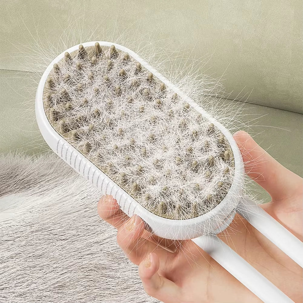 USB-Rechargeable Steam Grooming Brush — Cat & Dog Massage Comb with Electric Water Spray (for Short & Long Coats)