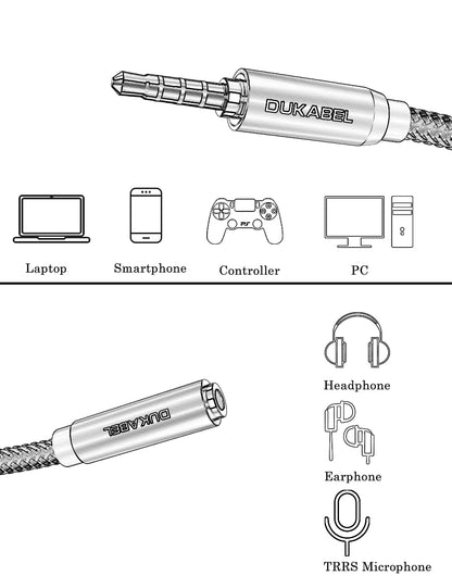 Headphone Extension Cable, 3.5Mm TRRS Headphone Extension with Mic Male to Female Stereo Audio Cable for Smartphone,Pc,Tv,Headset,Ps4 Controller,Car,Speaker Etc.(4Ft/1.2M)