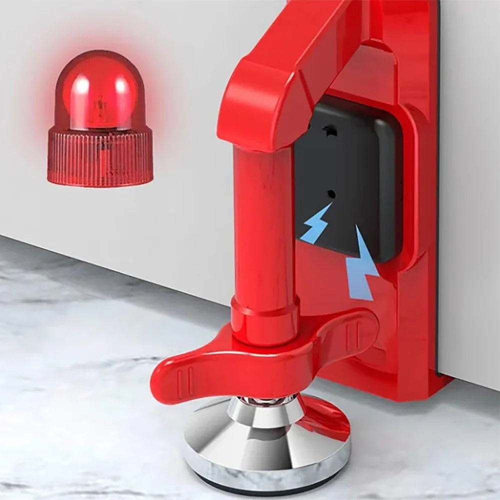 Portable Door Stopper & Floor-Brace — Travel Security Blocker (Red, Metal) | Optional Battery-Powered Alarm Variant