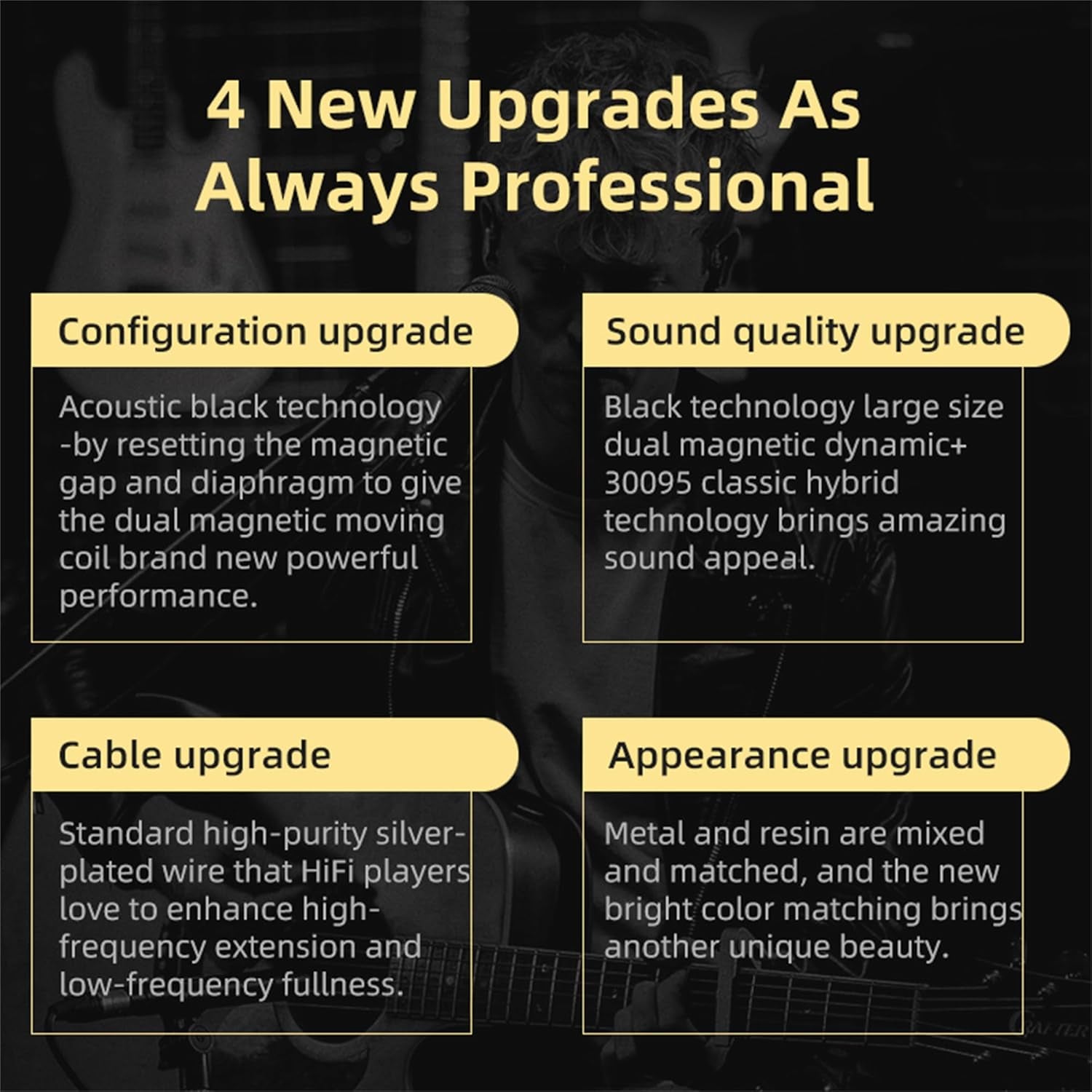 KZ ZSN PRO X in Ear Monitor Headphones Gaming Earbuds, High Fidelity Wired Earbuds, Hybrid Dual Driver IEMS Earphones with 1BA 1DD Detachable Tangle-Free Cable for Computer Tablet (Gold, without Mic)