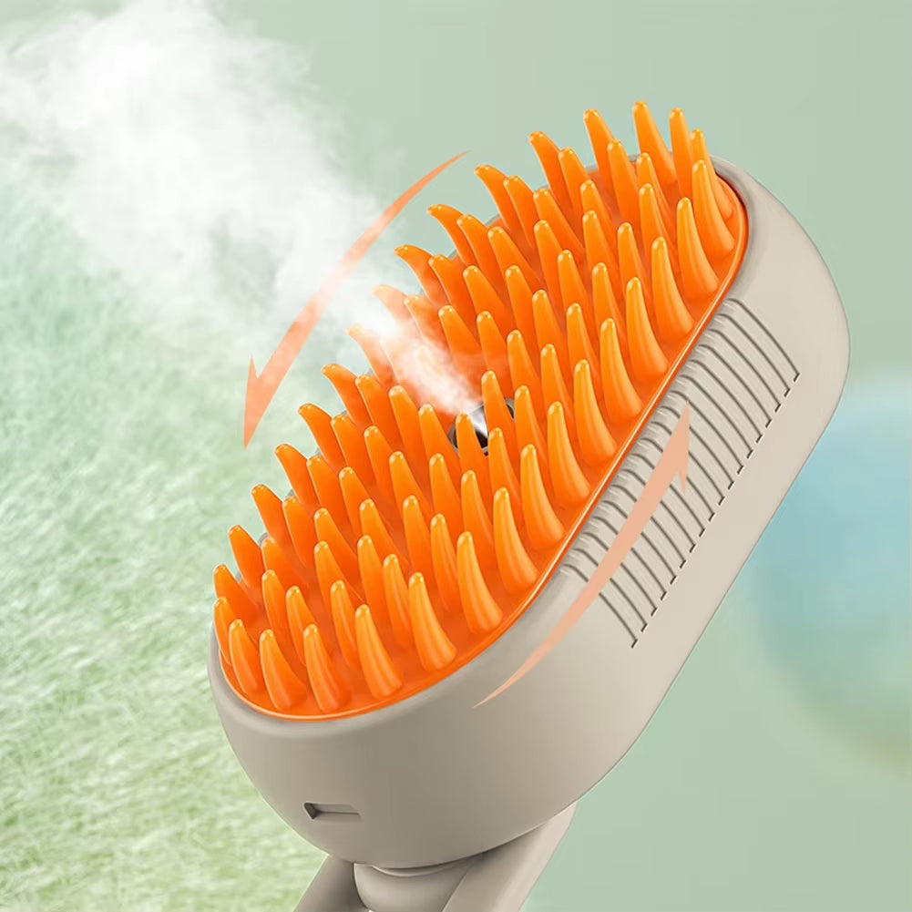 USB-Rechargeable Steam Grooming Brush — Cat & Dog Massage Comb with Electric Water Spray (for Short & Long Coats)